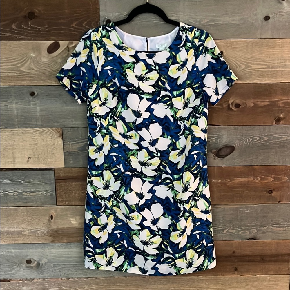 J. Crew Blue and White Sheath Mini Dress